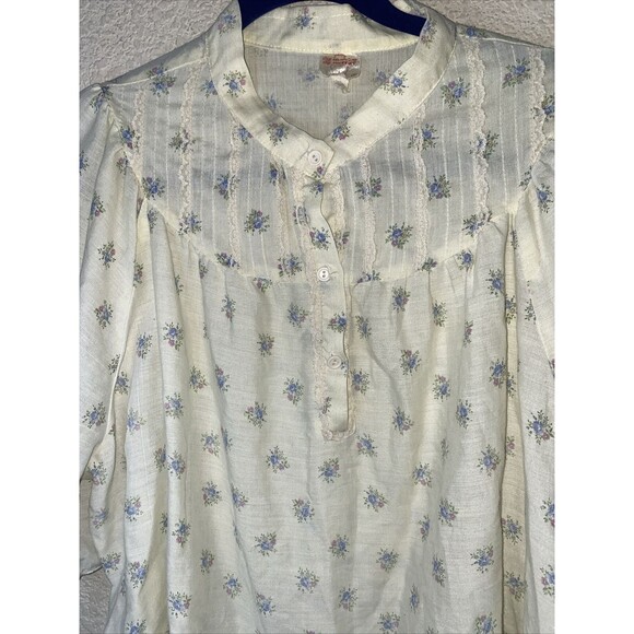 Vintage ruffle lace Floral Shirt Blouse Lace dainty 70s lagen fairy coquette - Picture 2 of 11